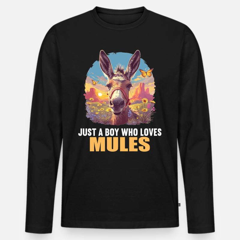 Maultiere Maultier - Männer Premium Bio Langarmshirt - Schwarz
