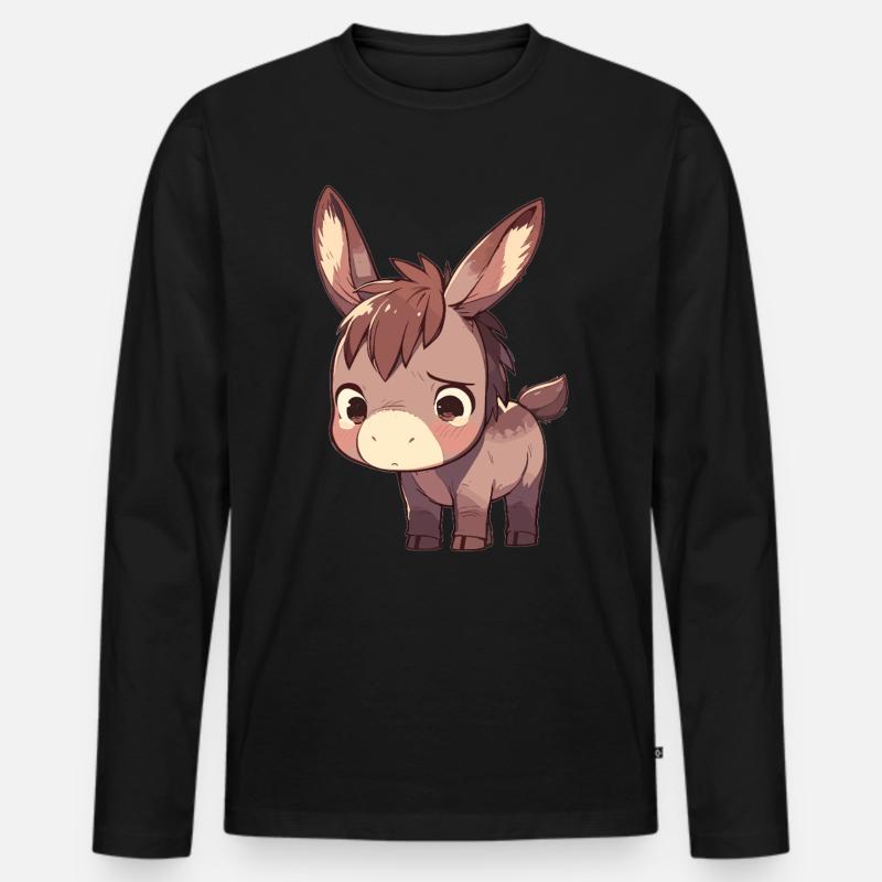 Donkey Esel - Männer Premium Bio Langarmshirt - Schwarz