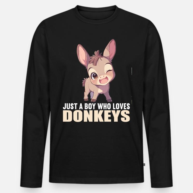 Donkey Esel - Männer Premium Bio Langarmshirt - Schwarz