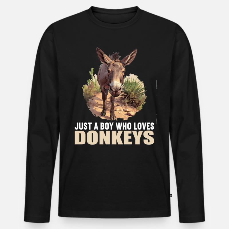 Donkey Esel - Männer Premium Bio Langarmshirt - Schwarz