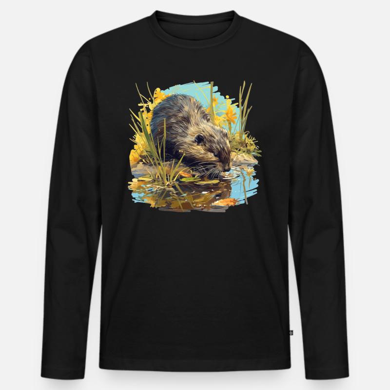 Bisamratten Bisamratte - Männer Premium Bio Langarmshirt - Schwarz