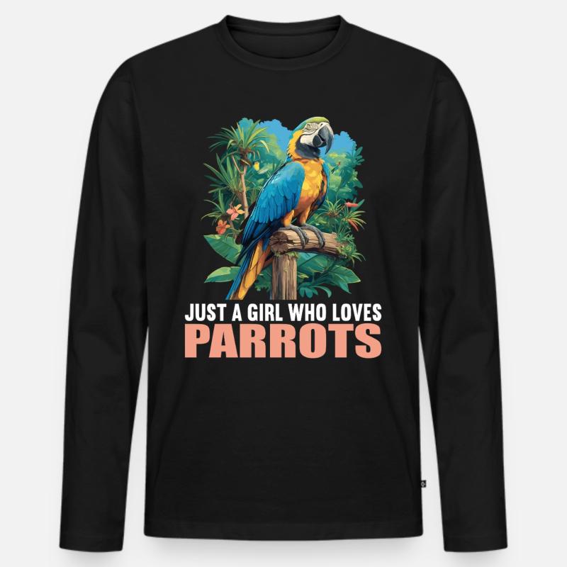 Papageie Papagei - Männer Premium Bio Langarmshirt - Schwarz