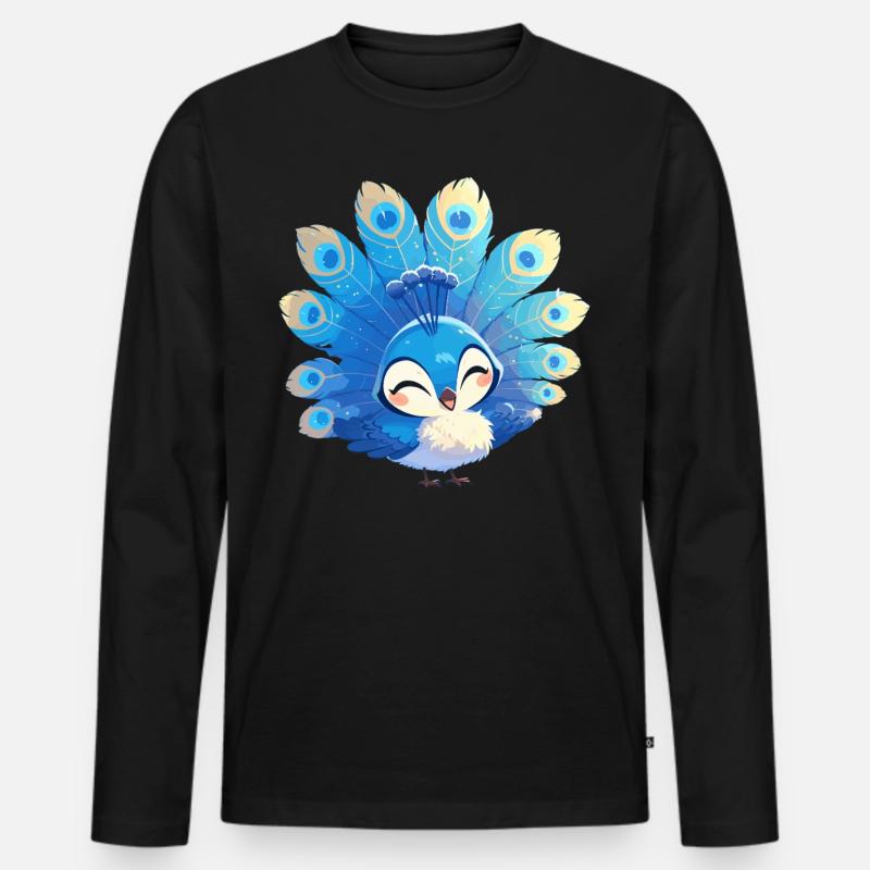 Pfaue Pfau - Männer Premium Bio Langarmshirt - Schwarz