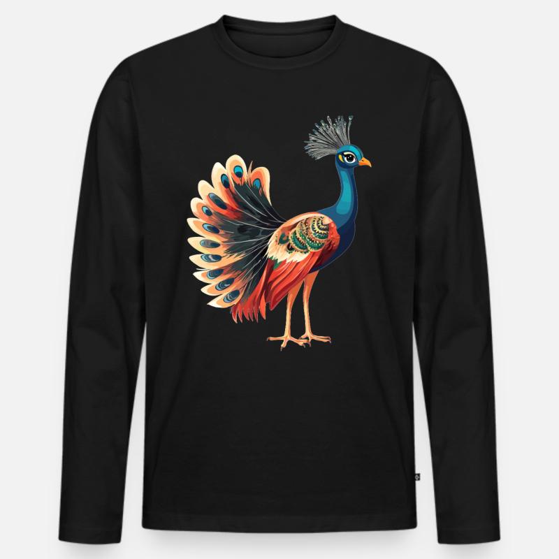 Pfaue Pfau - Männer Premium Bio Langarmshirt - Schwarz