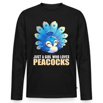 Peacocks Peacock - Men's Premium Organic Long Sleeve Shirt - black - Front - Nico (187cm)