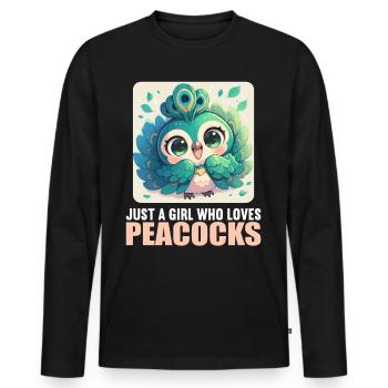 Peacocks Peacock - Men's Premium Organic Long Sleeve Shirt - black - Front - Nico (187cm)