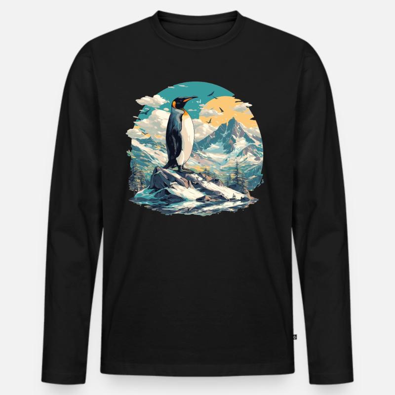 Pinguine Pinguin - Männer Premium Bio Langarmshirt - Schwarz