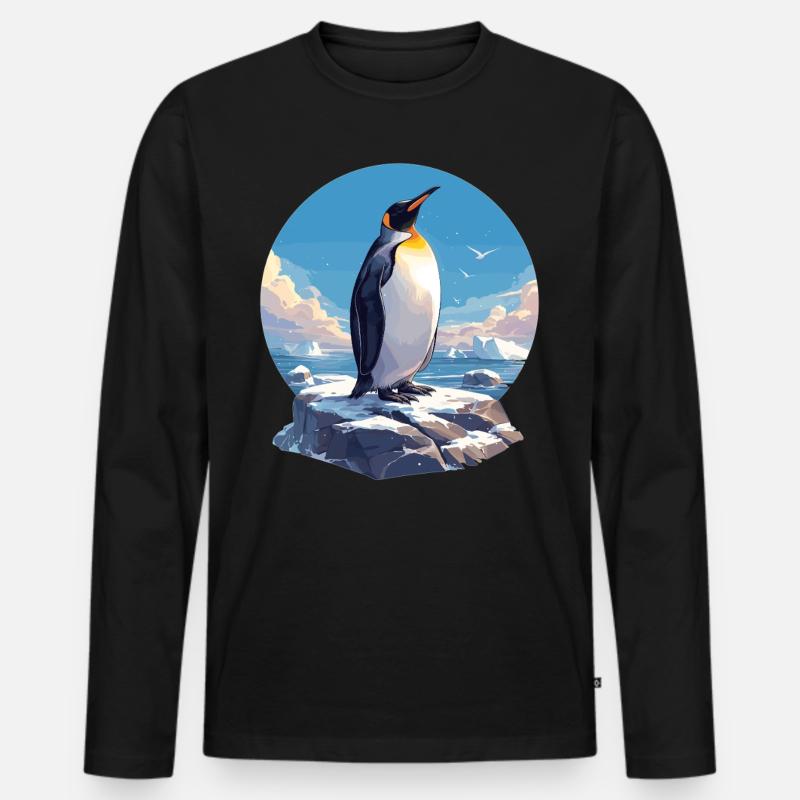 Pinguine Pinguin - Männer Premium Bio Langarmshirt - Schwarz
