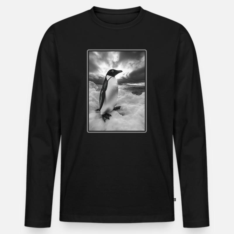 Pinguine Pinguin - Männer Premium Bio Langarmshirt - Schwarz