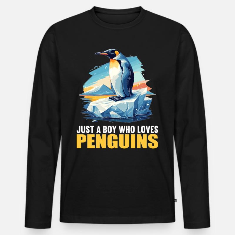 Pinguine Pinguin - Männer Premium Bio Langarmshirt - Schwarz