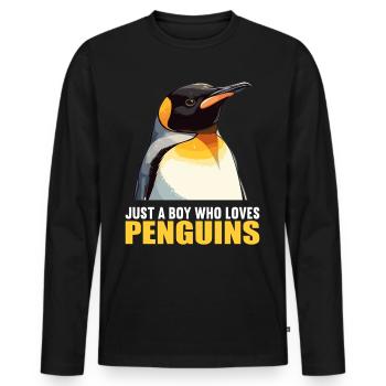 Pingouins Pingouin - T-shirt manches longues Premium bio Homme - noir - Devant - Nico (187cm)