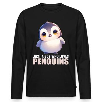 Pingouins Pingouin - T-shirt manches longues Premium bio Homme - noir - Devant - Nico (187cm)