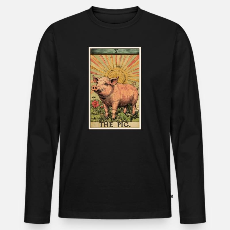 Schweine Schwein - Männer Premium Bio Langarmshirt - Schwarz