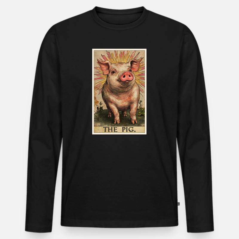 Schweine Schwein - Männer Premium Bio Langarmshirt - Schwarz