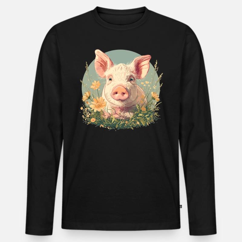 Schweine Schwein - Männer Premium Bio Langarmshirt - Schwarz
