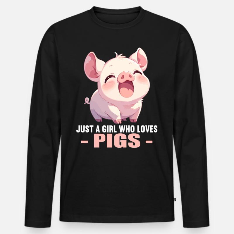 Schweine Schwein - Männer Premium Bio Langarmshirt - Schwarz