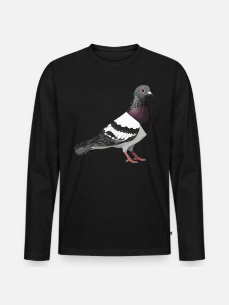 Tauben Taube - Männer Premium Bio Langarmshirt - Schwarz