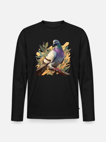 Tauben Taube - Männer Premium Bio Langarmshirt - Schwarz