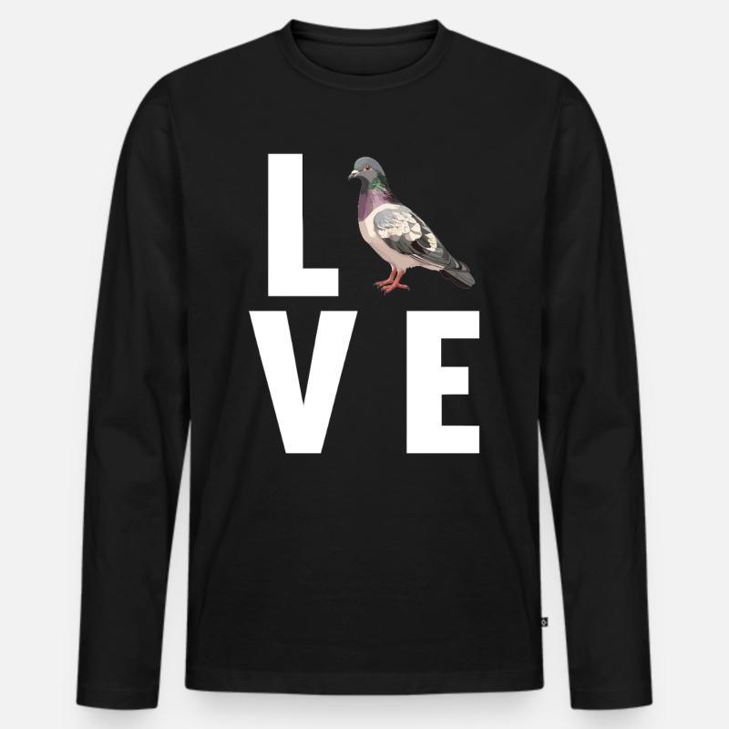 Tauben Taube - Männer Premium Bio Langarmshirt - Schwarz