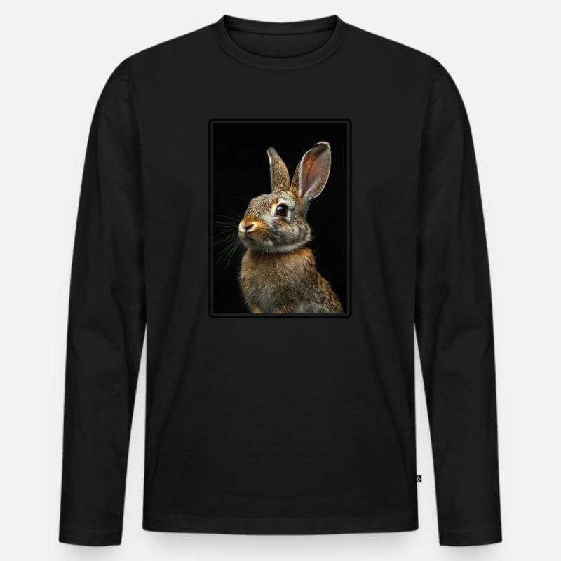Hasen Hase - Männer Premium Bio Langarmshirt - Schwarz