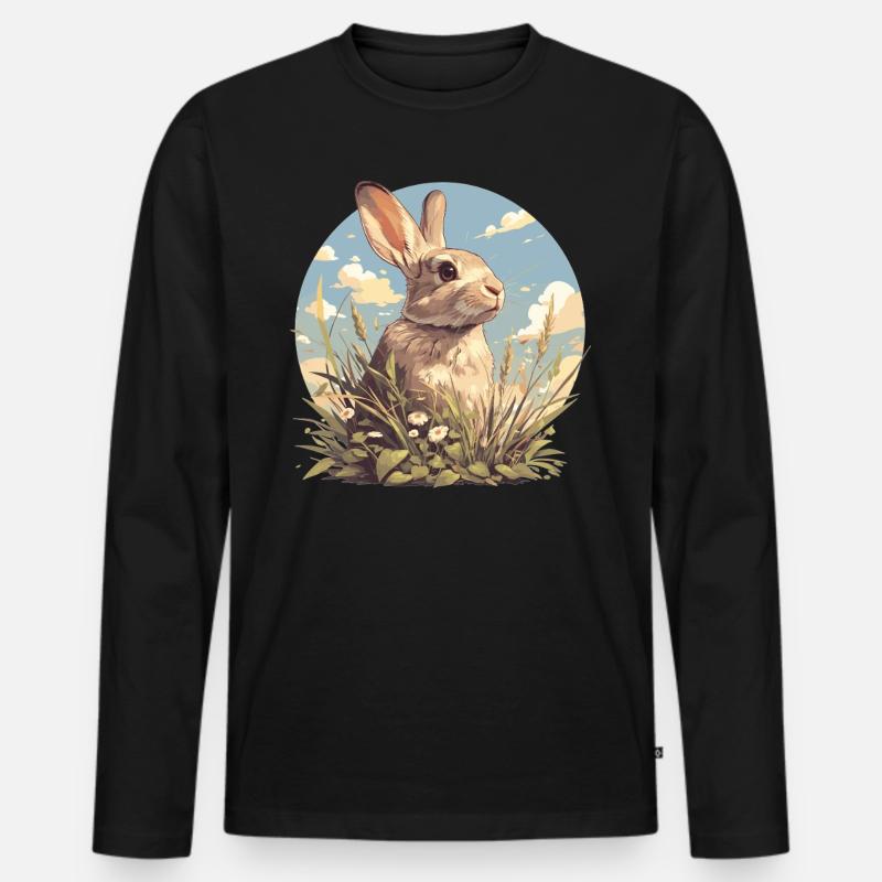Hasen Hase - Männer Premium Bio Langarmshirt - Schwarz