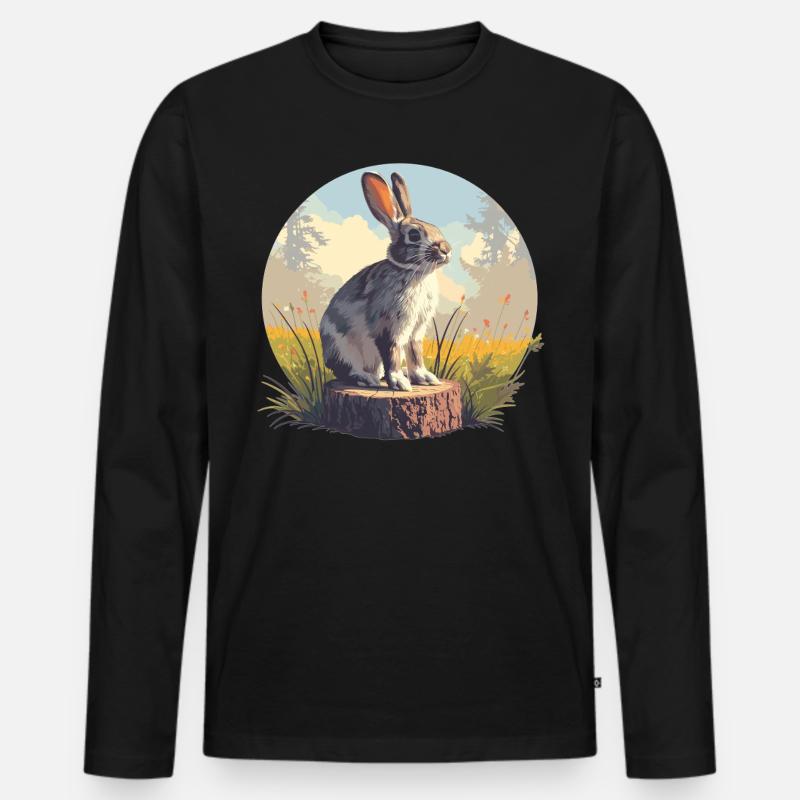 Hasen Hase - Männer Premium Bio Langarmshirt - Schwarz