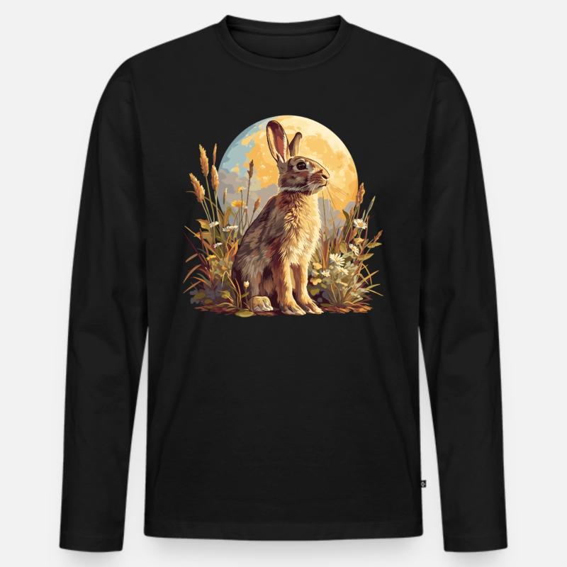Hasen Hase - Männer Premium Bio Langarmshirt - Schwarz