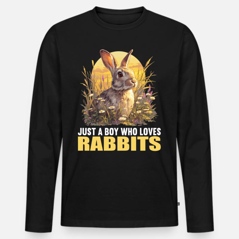 Hasen Hase - Männer Premium Bio Langarmshirt - Schwarz