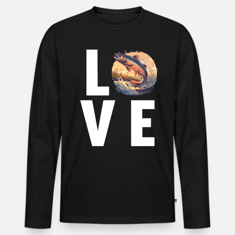 Lachse Lachs - Männer Premium Bio Langarmshirt - Schwarz
