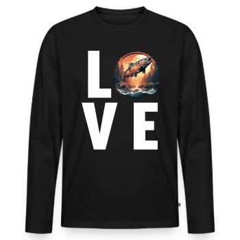 Salmon Salmon - Men's Premium Organic Long Sleeve Shirt - black - Front - Nico (187cm)