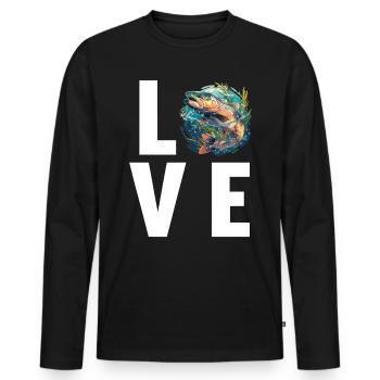 Salmon Salmon - Men's Premium Organic Long Sleeve Shirt - black - Front - Nico (187cm)