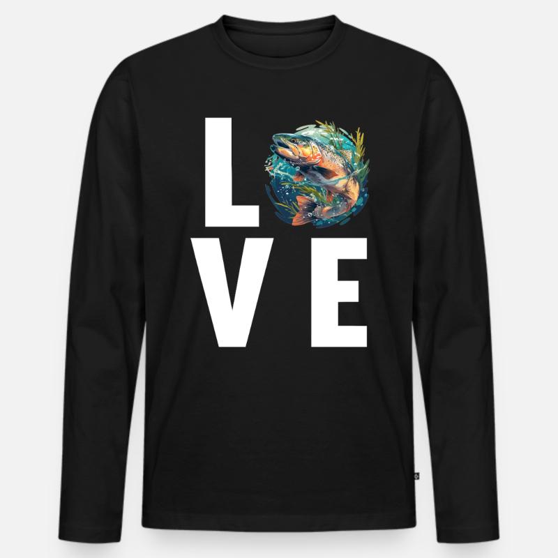 Lachse Lachs - Männer Premium Bio Langarmshirt - Schwarz