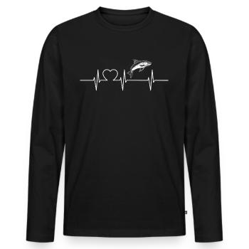 Salmon Salmon - Men's Premium Organic Long Sleeve Shirt - black - Front - Nico (187cm)