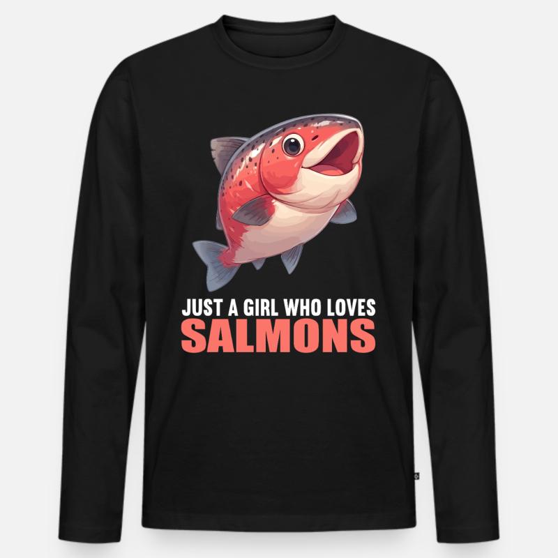 Lachse Lachs - Männer Premium Bio Langarmshirt - Schwarz