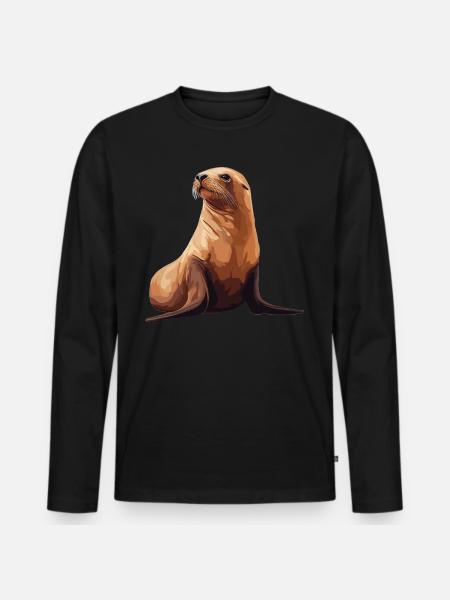 Seelöwen Seelöwe - Männer Premium Bio Langarmshirt - Schwarz