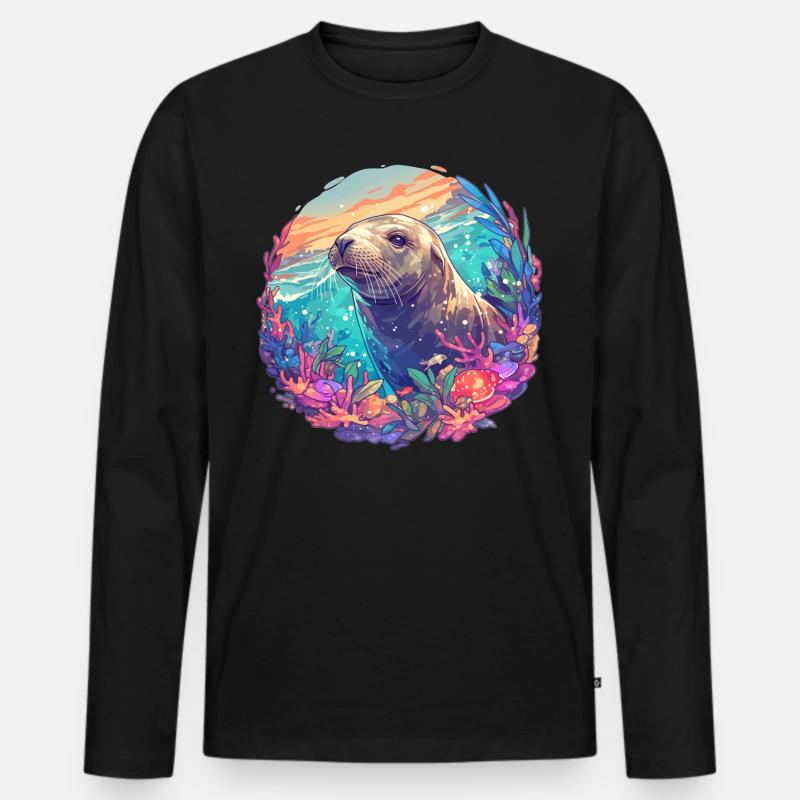 Seelöwen Seelöwe - Männer Premium Bio Langarmshirt - Schwarz