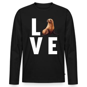 Sea Lions Sea Lion - Men's Premium Organic Long Sleeve Shirt - black - Front - Nico (187cm)