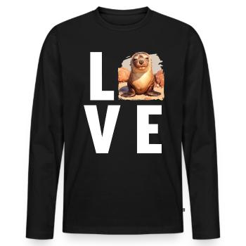 Sea Lions Sea Lion - Men's Premium Organic Long Sleeve Shirt - black - Front - Nico (187cm)