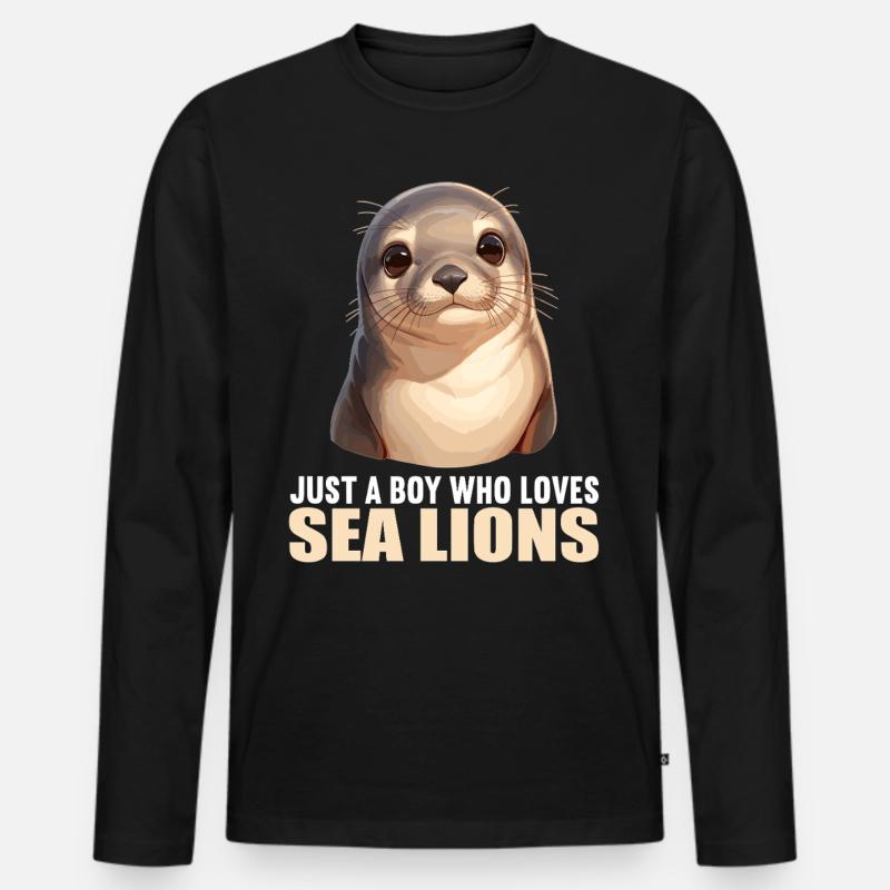 Seelöwen Seelöwe - Männer Premium Bio Langarmshirt - Schwarz