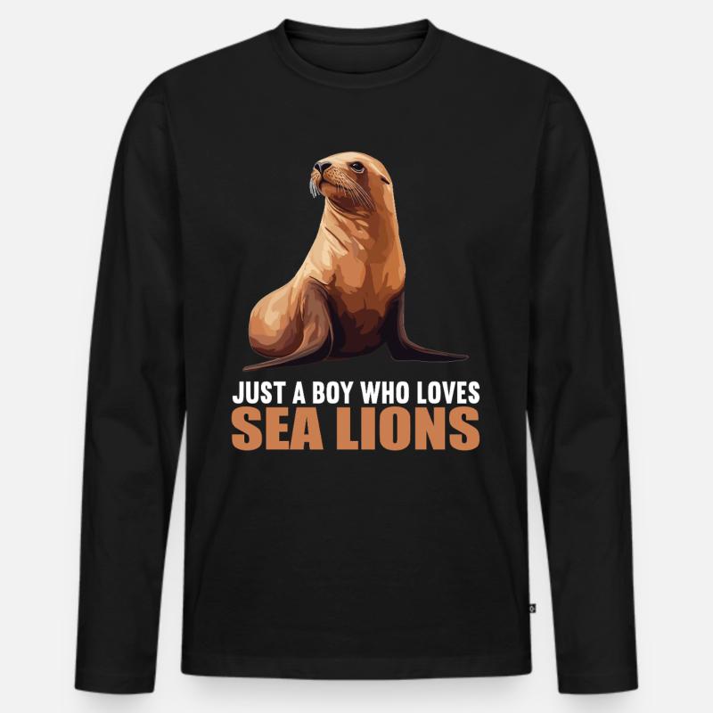 Seelöwen Seelöwe - Männer Premium Bio Langarmshirt - Schwarz