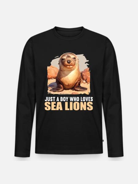 Seelöwen Seelöwe - Männer Premium Bio Langarmshirt - Schwarz