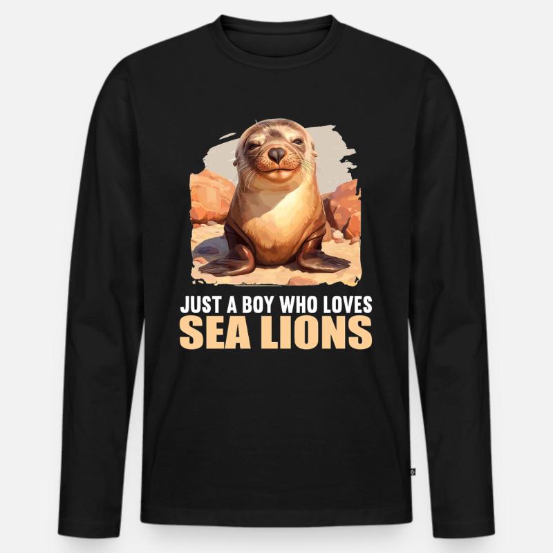 Seelöwen Seelöwe - Männer Premium Bio Langarmshirt - Schwarz