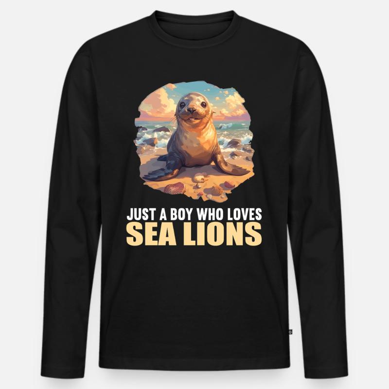 Seelöwen Seelöwe - Männer Premium Bio Langarmshirt - Schwarz