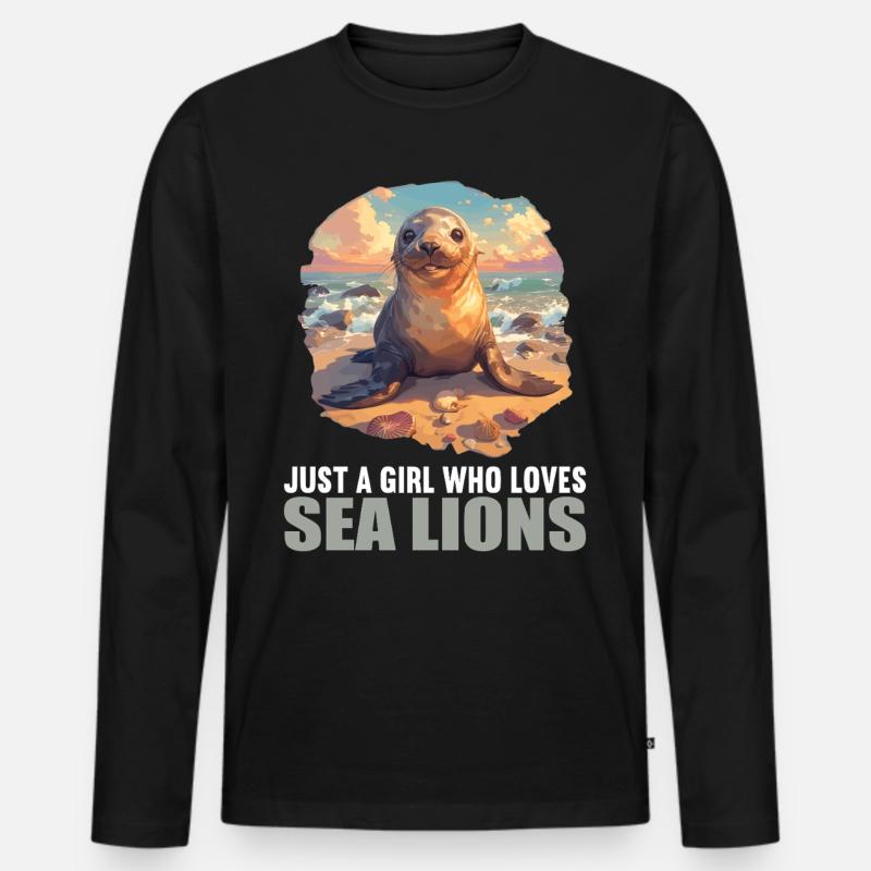 Seelöwen Seelöwe - Männer Premium Bio Langarmshirt - Schwarz