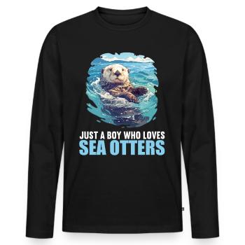 Seeotter - Männer Premium Bio Langarmshirt - Schwarz - Vorne - Nico (187cm)