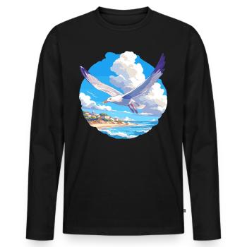 Mouettes Mouette - T-shirt manches longues Premium bio Homme - noir - Devant - Nico (187cm)