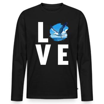 Mouettes Mouette - T-shirt manches longues Premium bio Homme - noir - Devant - Nico (187cm)