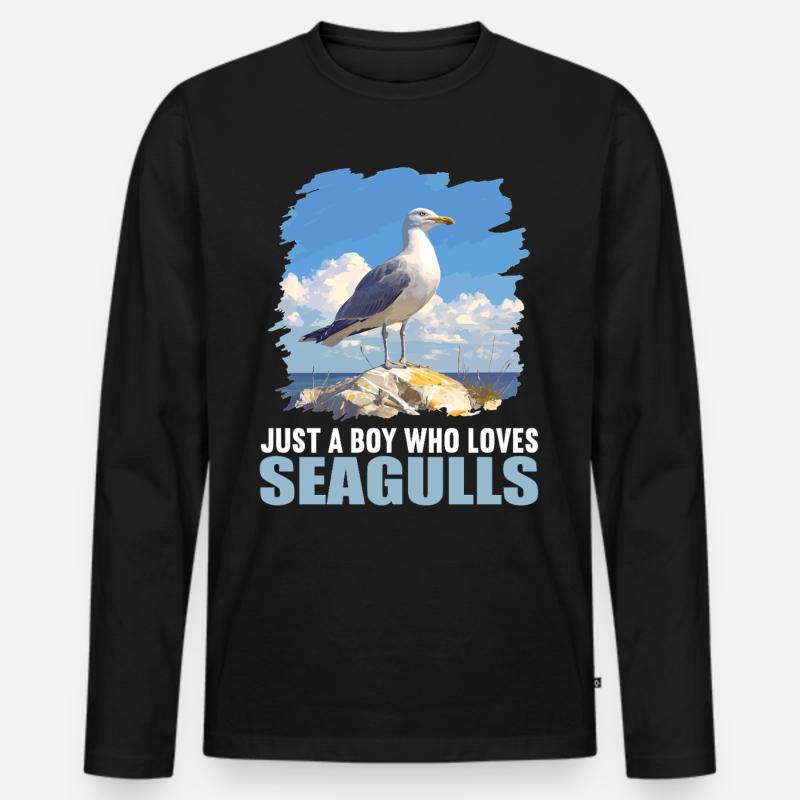 Möwen Möwe - Männer Premium Bio Langarmshirt - Schwarz
