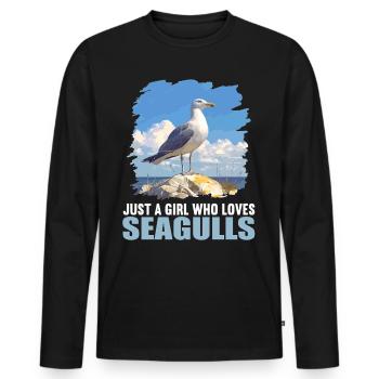 Mouettes Mouette - T-shirt manches longues Premium bio Homme - noir - Devant - Nico (187cm)