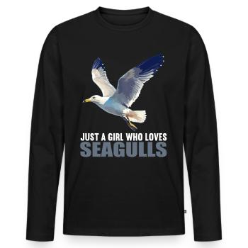 Mouettes Mouette - T-shirt manches longues Premium bio Homme - noir - Devant - Nico (187cm)